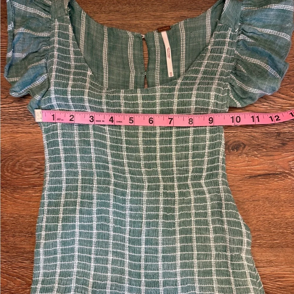 Free People XS Green Striped Maxi Dress Boho Flutter Sleeve - Picture 4 of 7